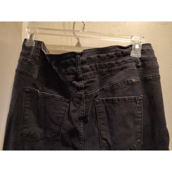 KanCan Black High Rise Exposed Button Fly Even Hem Jeans Size 2XL - Picture 4 of 5